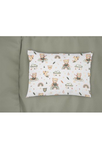 Μαξιλαροθήκη Εμπριμέ bebe Cloudy Bear 581 35X45 White-Olive 100% Cotton Μαξιλαροθήκη Εμπριμέ bebe Cloudy Bear 581 35X45 White-Olive 100% Cotton