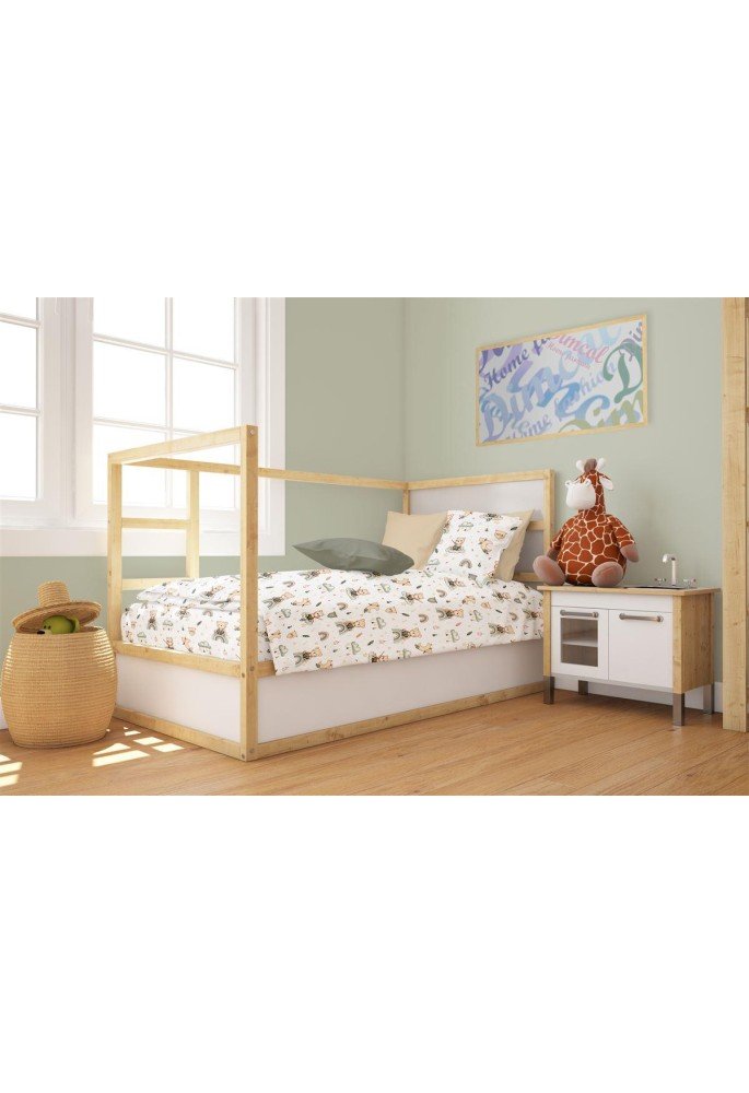 Παπλωματοθήκη Εμπριμέ bebe Cloudy Bear 581 120X160 White-Olive 100% Cotton Παπλωματοθήκη Εμπριμέ bebe Cloudy Bear 581 120X160 White-Olive 100% Cotton