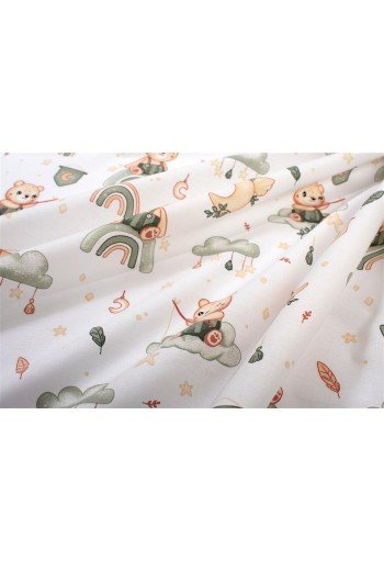 Σεντονάκι Λίκνου bebe Cloudy Bear 581 80X110 White-Olive 100% Cotton Σεντονάκι Λίκνου bebe Cloudy Bear 581 80X110 White-Olive 100% Cotton