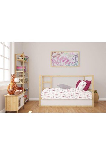 Κατωσέντονο Με Λάστιχο bebe Cloudy Bear 582 0,70X1,40X0,15 White-Pink 100% Cotton Κατωσέντονο Με Λάστιχο bebe Cloudy Bear 582 0,70X1,40X0,15 White-Pink 100% Cotton