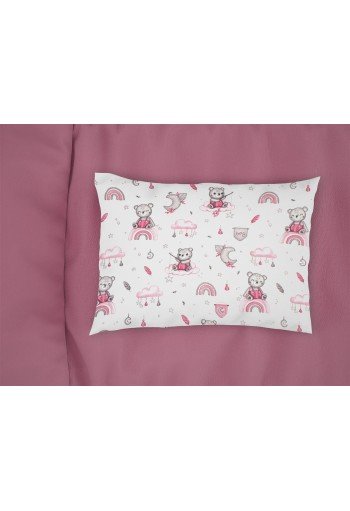 Μαξιλαροθήκη Εμπριμέ bebe Cloudy Bear 582 35X45 White-Pink 100% Cotton