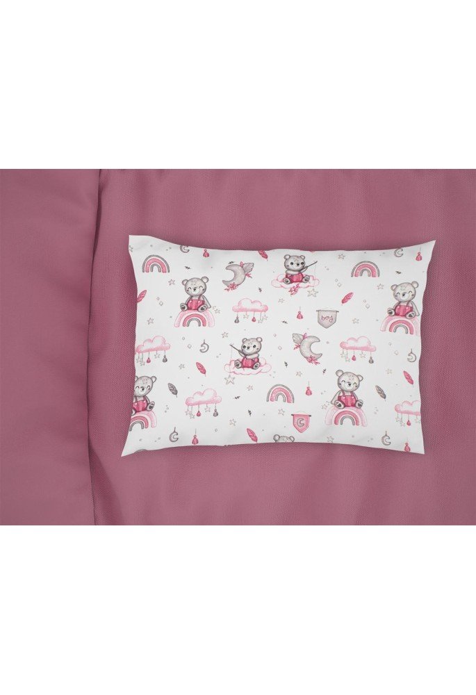 Μαξιλαροθήκη Εμπριμέ kids Cloudy Bear 582 50X70 White-Pink 100% Cotton Μαξιλαροθήκη Εμπριμέ kids Cloudy Bear 582 50X70 White-Pink 100% Cotton