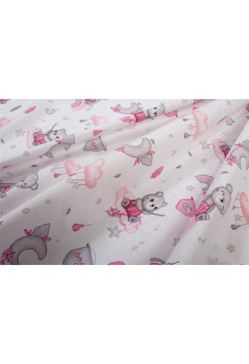 Πάνα Χασέ bebe Cloudy Bear 582 80X80 White-Pink 100% Cotton Πάνα Χασέ bebe Cloudy Bear 582 80X80 White-Pink 100% Cotton