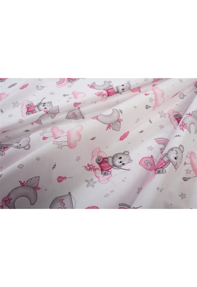 Πάνα Χασέ bebe Cloudy Bear 582 80X80 White-Pink 100% Cotton Πάνα Χασέ bebe Cloudy Bear 582 80X80 White-Pink 100% Cotton
