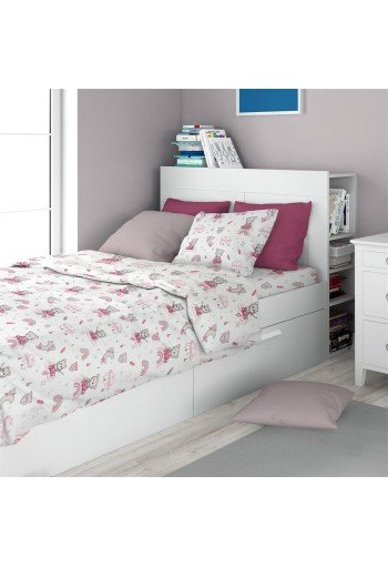 Σεντόνια Εμπριμέ Σετ 2 τεμ kids Cloudy Bear 582 160X240 White-Pink 100% Cotton Σεντόνια Εμπριμέ Σετ 2 τεμ kids Cloudy Bear 582 160X240 White-Pink 100% Cotton
