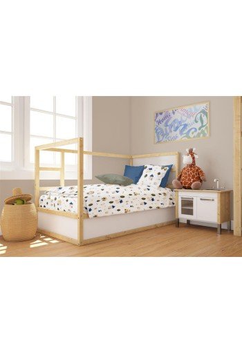 Παπλωματοθήκη Εμπριμέ bebe Village 579 120X160 White-Green 100% Cotton Παπλωματοθήκη Εμπριμέ bebe Village 579 120X160 White-Green 100% Cotton