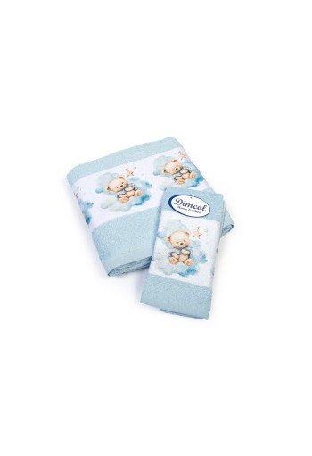 Πετσέτα Σετ 2 τεμ Με Ψηφιακή Εκτύπωση bebe Cute Bear 301 30X50,70X140 Sky Blue 100% Cotton Πετσέτα Σετ 2 τεμ Με Ψηφιακή Εκτύπωση bebe Cute Bear 301 30X50,70X140 Sky Blue 100% Cotton