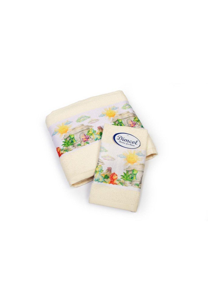 Πετσέτα Σετ 2 τεμ Με Ψηφιακή Εκτύπωση bebe Dinosaurs 312 30X50,70X140 Ecru 100% Cotton Πετσέτα Σετ 2 τεμ Με Ψηφιακή Εκτύπωση bebe Dinosaurs 312 30X50,70X140 Ecru 100% Cotton