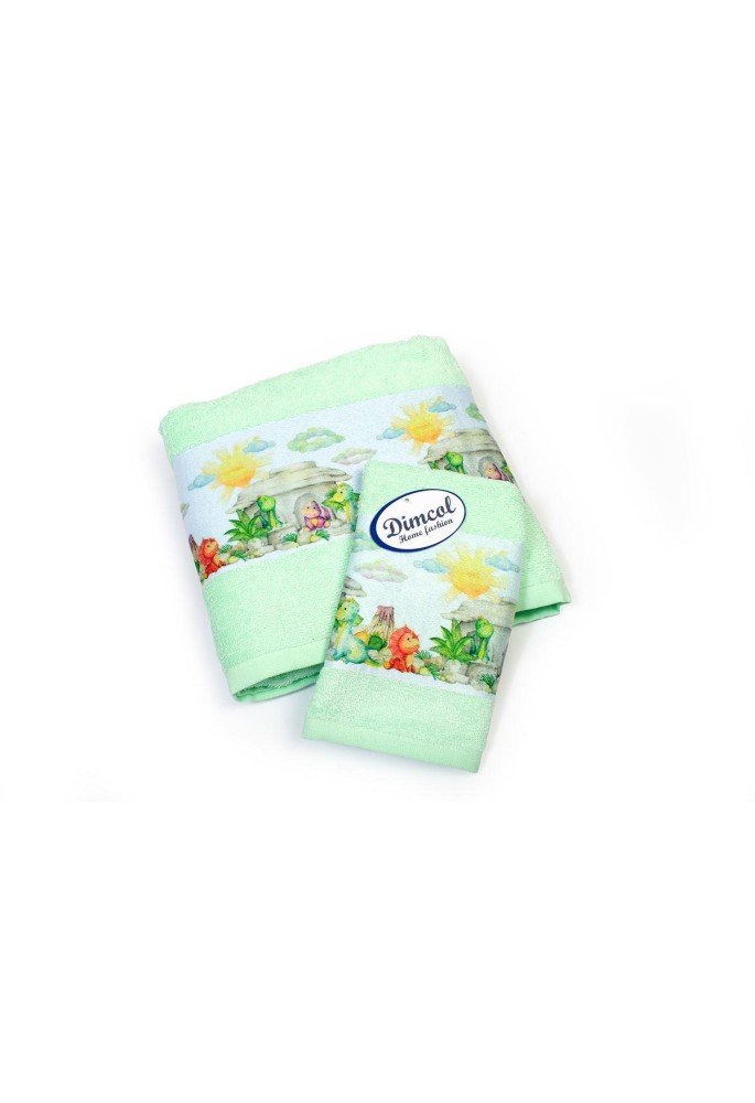 Πετσέτα Σετ 2 τεμ Με Ψηφιακή Εκτύπωση bebe Dinosaurs 313 30X50,70X140 Mint 100% Cotton Πετσέτα Σετ 2 τεμ Με Ψηφιακή Εκτύπωση bebe Dinosaurs 313 30X50,70X140 Mint 100% Cotton
