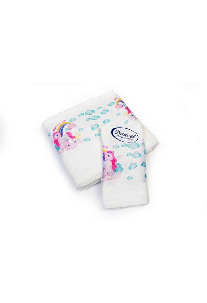 Πετσέτα Σετ 2 τεμ Με Ψηφιακή Εκτύπωση bebe Magic Unicorn 316 30X50,70X140 White 100% Cotton