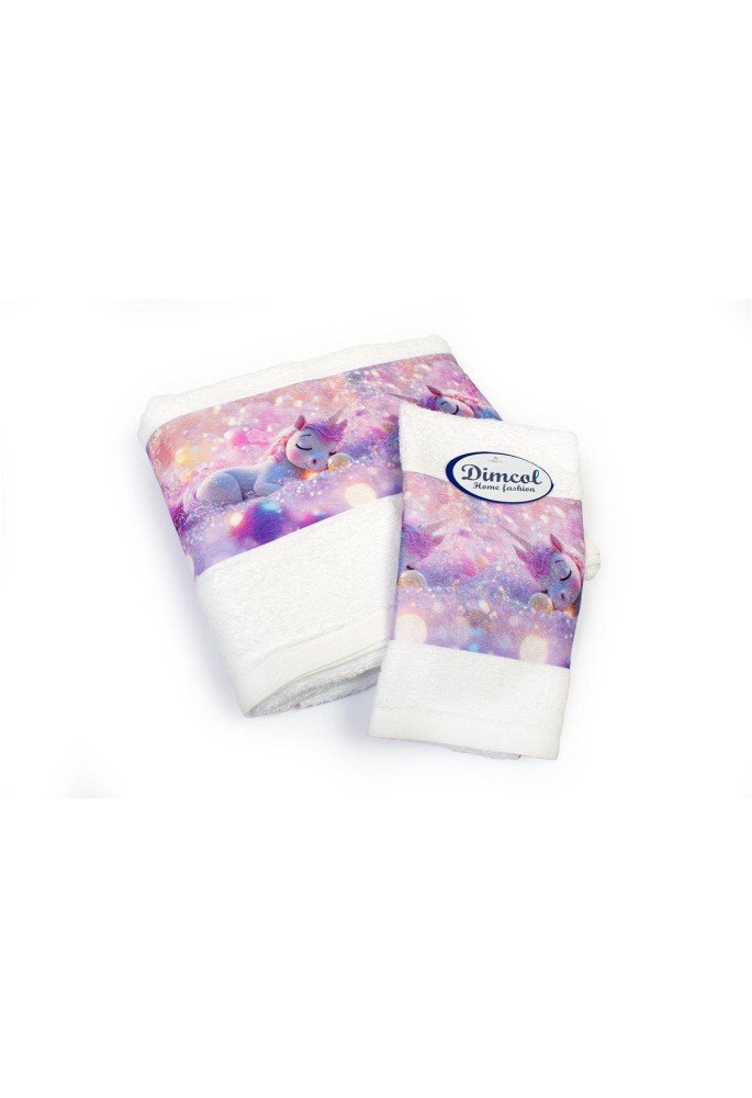 Πετσέτα Σετ 2 τεμ Με Ψηφιακή Εκτύπωση bebe Dreaming Unicorn 321 30X50,70X140 White 100% Cotton