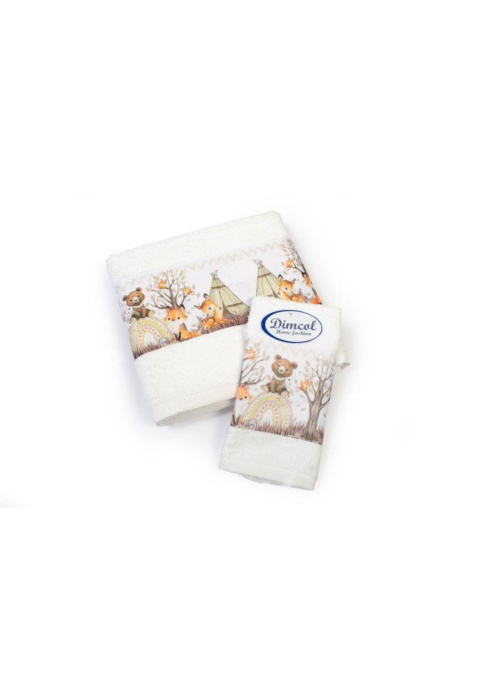 Πετσέτα Σετ 2 τεμ Με Ψηφιακή Εκτύπωση bebe Forest Animals 335 30X50,70X140 White 100% Cotton Πετσέτα Σετ 2 τεμ Με Ψηφιακή Εκτύπωση bebe Forest Animals 335 30X50,70X140 White 100% Cotton