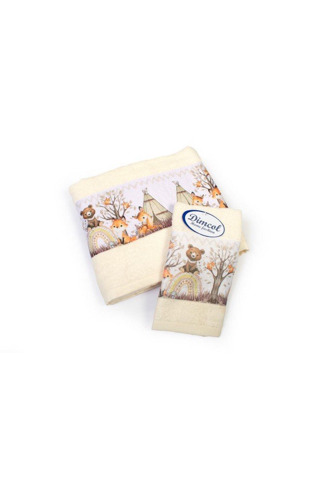 Πετσέτα Σετ 2 τεμ Με Ψηφιακή Εκτύπωση bebe Forest Animals 336 30X50,70X140 Ecru 100% Cotton Πετσέτα Σετ 2 τεμ Με Ψηφιακή Εκτύπωση bebe Forest Animals 336 30X50,70X140 Ecru 100% Cotton