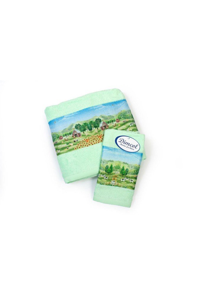 Πετσέτα Σετ 2 τεμ Με Ψηφιακή Εκτύπωση bebe Farm 342 30X50,70X140 Mint 100% Cotton Πετσέτα Σετ 2 τεμ Με Ψηφιακή Εκτύπωση bebe Farm 342 30X50,70X140 Mint 100% Cotton