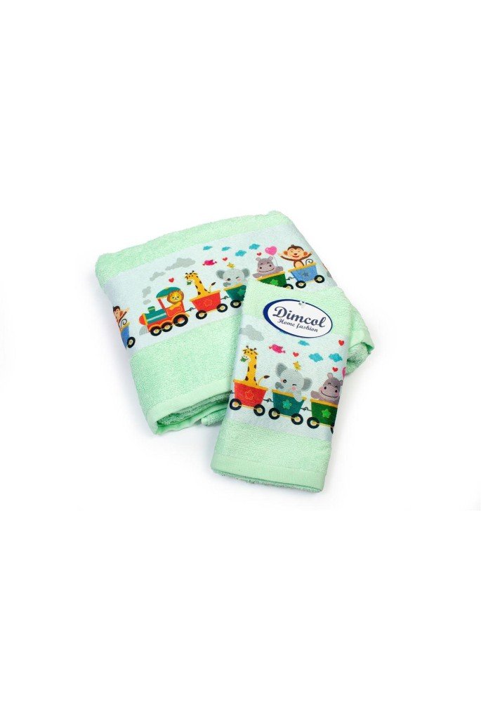 Πετσέτα Σετ 2 τεμ Με Ψηφιακή Εκτύπωση bebe Train 348 30X50,70X140 Mint 100% Cotton Πετσέτα Σετ 2 τεμ Με Ψηφιακή Εκτύπωση bebe Train 348 30X50,70X140 Mint 100% Cotton
