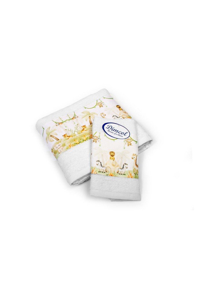 Πετσέτα Σετ 2 τεμ Με Ψηφιακή Εκτύπωση bebe Jungle 350 30X50,70X140 White 100% Cotton Πετσέτα Σετ 2 τεμ Με Ψηφιακή Εκτύπωση bebe Jungle 350 30X50,70X140 White 100% Cotton