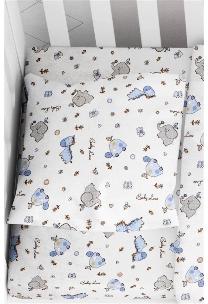 Μαξιλαροθήκη Εμπριμέ bebe Elephant 074 35X45 White-Sky Blue 100% Cotton Flannel Μαξιλαροθήκη Εμπριμέ bebe Elephant 074 35X45 White-Sky Blue 100% Cotton Flannel