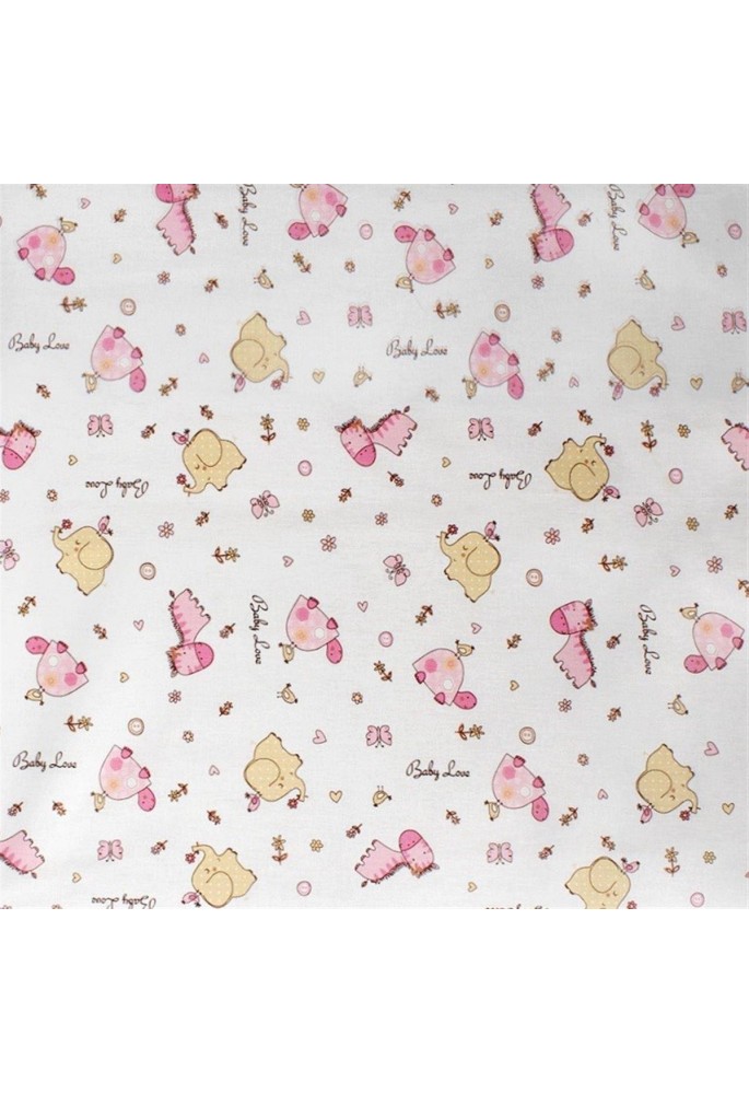 Πάνα Φανέλα bebe Elephant 072 80X80 White-Pink 100% Cotton Flannel