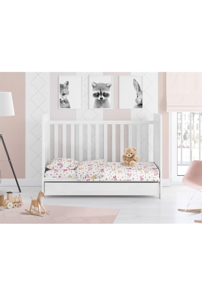 Παπλωματοθήκη Εμπριμέ bebe Elephant 072 120X160 White-Pink 100% Cotton Flannel Παπλωματοθήκη Εμπριμέ bebe Elephant 072 120X160 White-Pink 100% Cotton Flannel
