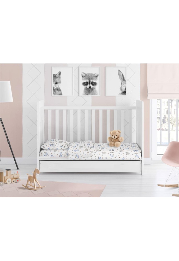 Παπλωματοθήκη Εμπριμέ bebe Elephant 074 120X160 White-Sky Blue 100% Cotton Flannel Παπλωματοθήκη Εμπριμέ bebe Elephant 074 120X160 White-Sky Blue 100% Cotton Flannel