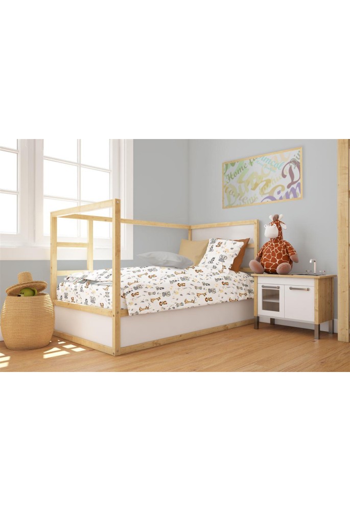 Παπλωματοθήκη Εμπριμέ bebe Savanna 36 120X160 White-Grey 100% Cotton Flannel Παπλωματοθήκη Εμπριμέ bebe Savanna 36 120X160 White-Grey 100% Cotton Flannel