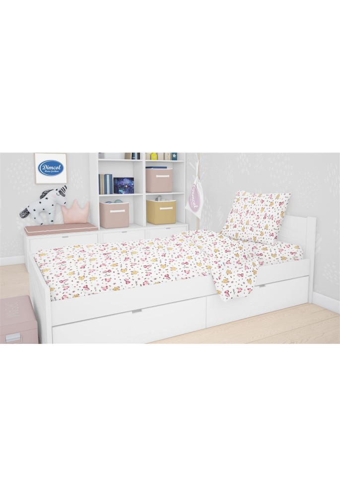 Παπλωματοθήκη Εμπριμέ kids Elephant 072 160X240 White-Pink 100% Cotton Flannel Παπλωματοθήκη Εμπριμέ kids Elephant 072 160X240 White-Pink 100% Cotton Flannel