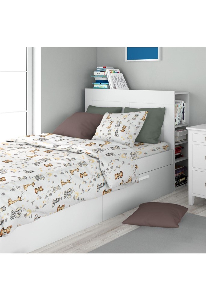 Σεντόνια Εμπριμέ Σετ 3 τεμ kids Savanna 36 160X240 White-Grey 100% Cotton Flannel