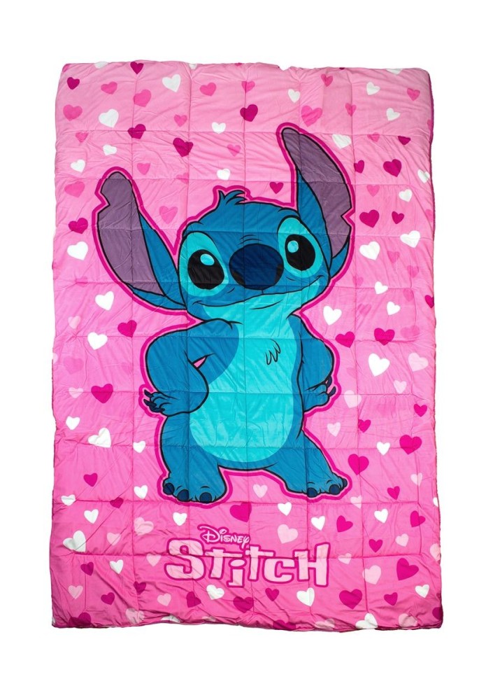 Κουβερτοπάπλωμα Flannel-Sherpa Disney Home Lilo & Stitch 57 160X250 Pink 100% Polyester