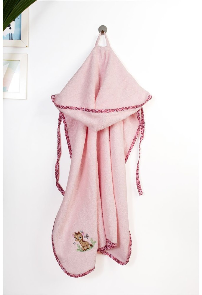 Κάπα Με Κέντημα bebe Giraffe 171 75X85 Pink 100% Cotton Κάπα Με Κέντημα bebe Giraffe 171 75X85 Pink 100% Cotton