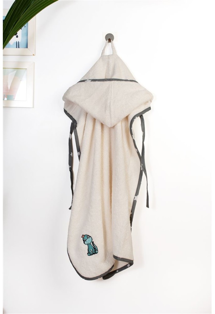 Κάπα Με Κέντημα bebe Dinosaur 181 75X85 Ecru-Grey 100% Cotton Κάπα Με Κέντημα bebe Dinosaur 181 75X85 Ecru-Grey 100% Cotton