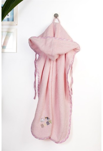 Κάπα Με Κέντημα bebe Stork 192 75X85 Pink 100% Cotton Κάπα Με Κέντημα bebe Stork 192 75X85 Pink 100% Cotton