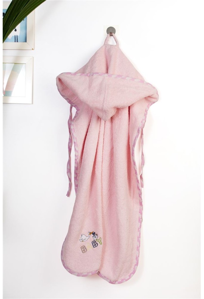 Κάπα Με Κέντημα bebe Stork 192 75X85 Pink 100% Cotton Κάπα Με Κέντημα bebe Stork 192 75X85 Pink 100% Cotton