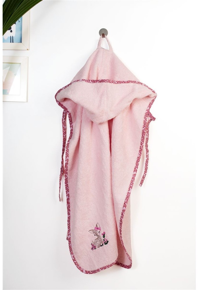 Κάπα Με Κέντημα bebe Deer 196 75X85 Pink 100% Cotton Κάπα Με Κέντημα bebe Deer 196 75X85 Pink 100% Cotton