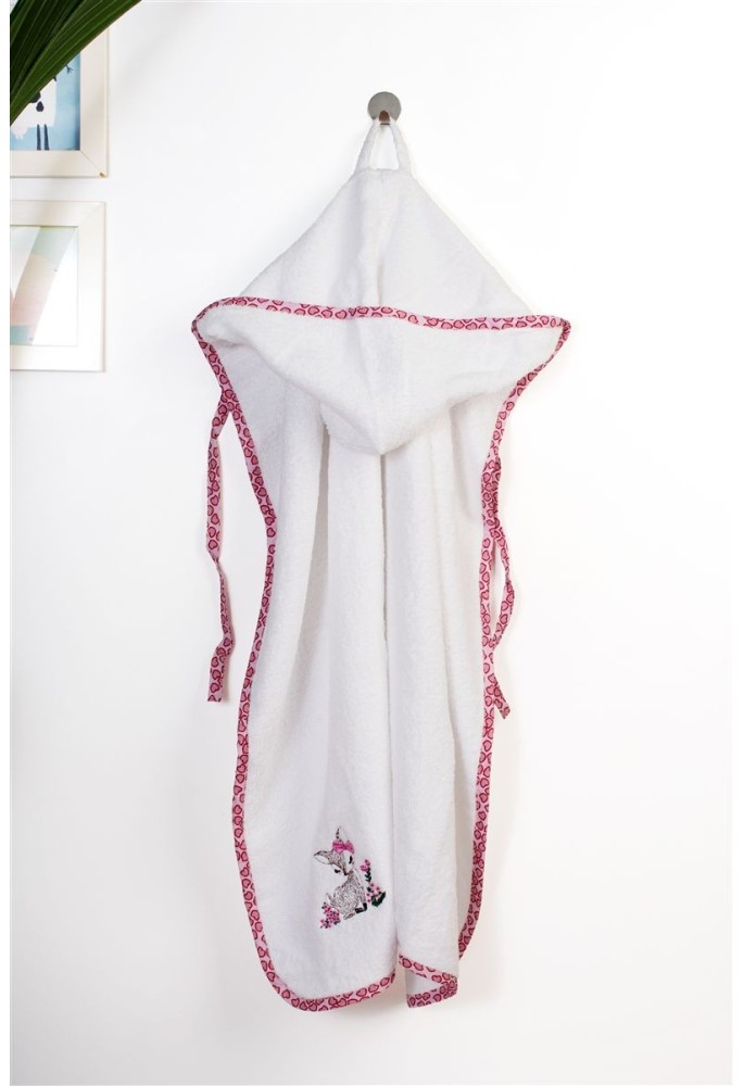 Κάπα Με Κέντημα bebe Deer 197 75X85 White-Pink 100% Cotton Κάπα Με Κέντημα bebe Deer 197 75X85 White-Pink 100% Cotton
