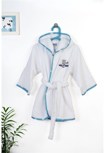 Μπουρνούζι Με Κέντημα kids Aviator 184 Size: 04 White-Sky Blue 100% Cotton Μπουρνούζι Με Κέντημα kids Aviator 184 Size: 04 White-Sky Blue 100% Cotton