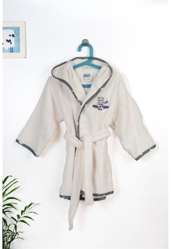 Μπουρνούζι Με Κέντημα kids Aviator 185 Size: 04 Ecru-Grey 100% Cotton Μπουρνούζι Με Κέντημα kids Aviator 185 Size: 04 Ecru-Grey 100% Cotton