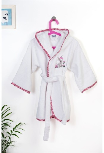 Μπουρνούζι Με Κέντημα kids Deer 197 Size: 02 White-Pink 100% Cotton Μπουρνούζι Με Κέντημα kids Deer 197 Size: 02 White-Pink 100% Cotton