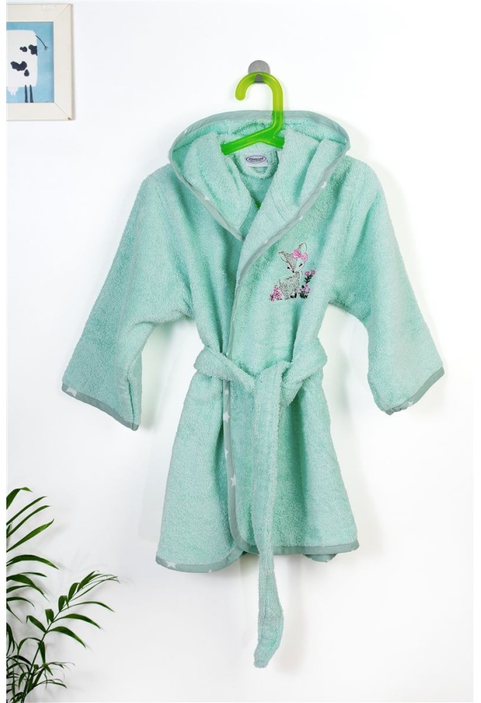 Μπουρνούζι Με Κέντημα kids Deer 199 Size: 04 Mint 100% Cotton Μπουρνούζι Με Κέντημα kids Deer 199 Size: 04 Mint 100% Cotton
