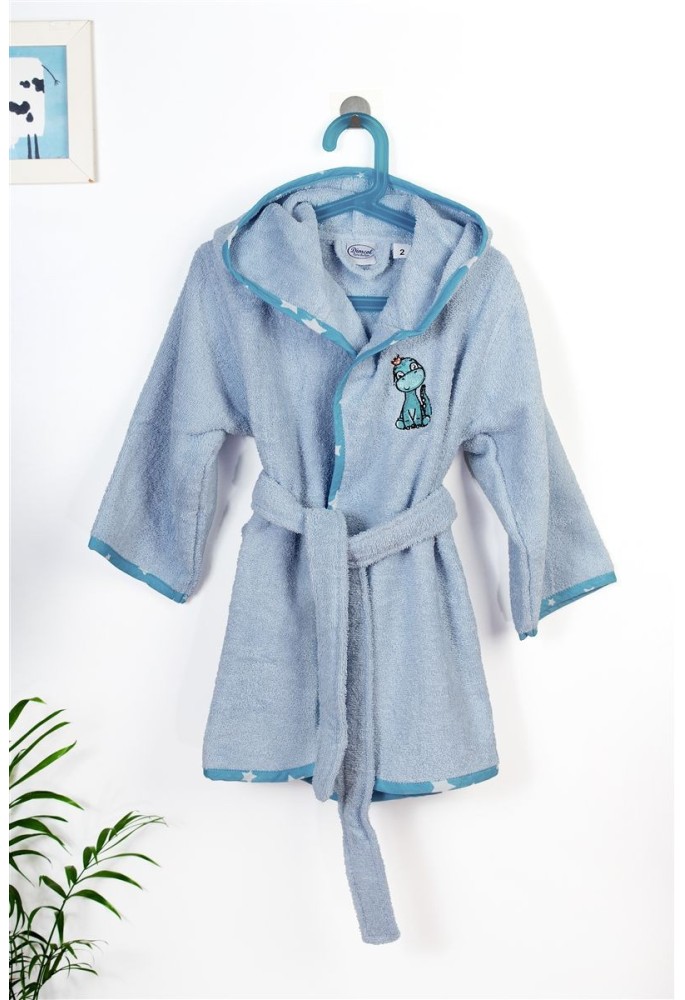 Μπουρνούζι Με Κέντημα kids Dinosaur 179 Size: 02 Sky Blue 100% Cotton Μπουρνούζι Με Κέντημα kids Dinosaur 179 Size: 02 Sky Blue 100% Cotton