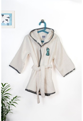 Μπουρνούζι Με Κέντημα kids Dinosaur 181 Size: 02 Ecru-Grey 100% Cotton Μπουρνούζι Με Κέντημα kids Dinosaur 181 Size: 02 Ecru-Grey 100% Cotton