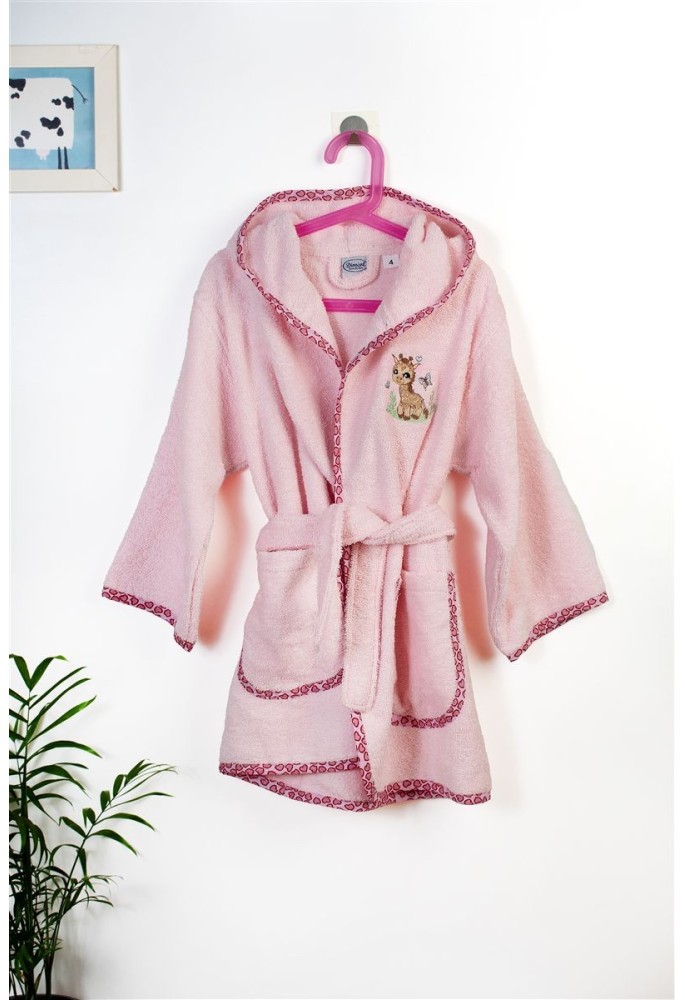 Μπουρνούζι Με Κέντημα kids Giraffe 171 Size: 02 Pink 100% Cotton Μπουρνούζι Με Κέντημα kids Giraffe 171 Size: 02 Pink 100% Cotton