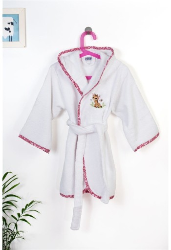 Μπουρνούζι Με Κέντημα kids Giraffe 172 Size: 04 White-Pink 100% Cotton Μπουρνούζι Με Κέντημα kids Giraffe 172 Size: 04 White-Pink 100% Cotton