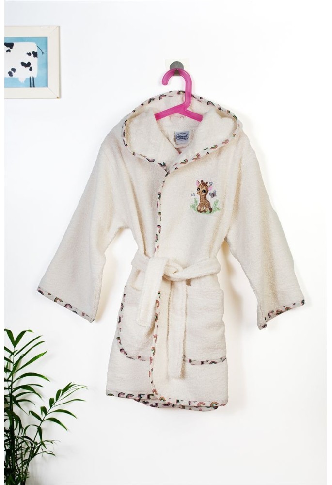 Μπουρνούζι Με Κέντημα kids Giraffe 173 Size: 04 Ecru-Multi 100% Cotton Μπουρνούζι Με Κέντημα kids Giraffe 173 Size: 04 Ecru-Multi 100% Cotton