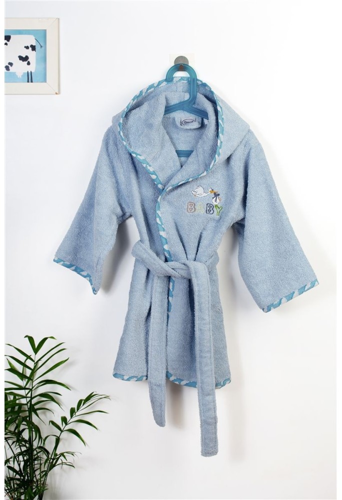 Μπουρνούζι Με Κέντημα kids Stork 191 Size: 04 Sky Blue 100% Cotton Μπουρνούζι Με Κέντημα kids Stork 191 Size: 04 Sky Blue 100% Cotton