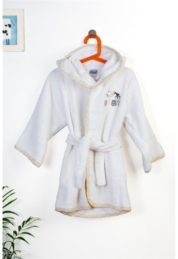 Μπουρνούζι Με Κέντημα kids Stork 193 Size: 02 White-Yellow 100% Cotton Μπουρνούζι Με Κέντημα kids Stork 193 Size: 02 White-Yellow 100% Cotton