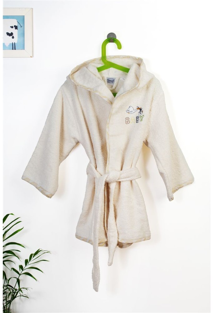 Μπουρνούζι Με Κέντημα kids Stork 194 Size: 02 Ecru-Yellow 100% Cotton Μπουρνούζι Με Κέντημα kids Stork 194 Size: 02 Ecru-Yellow 100% Cotton