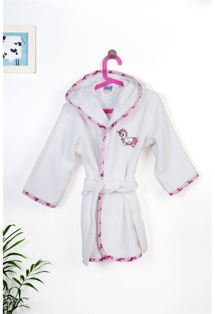 Μπουρνούζι Με Κέντημα kids Unicorn 188 Size: 04 White-Pink 100% Cotton Μπουρνούζι Με Κέντημα kids Unicorn 188 Size: 04 White-Pink 100% Cotton