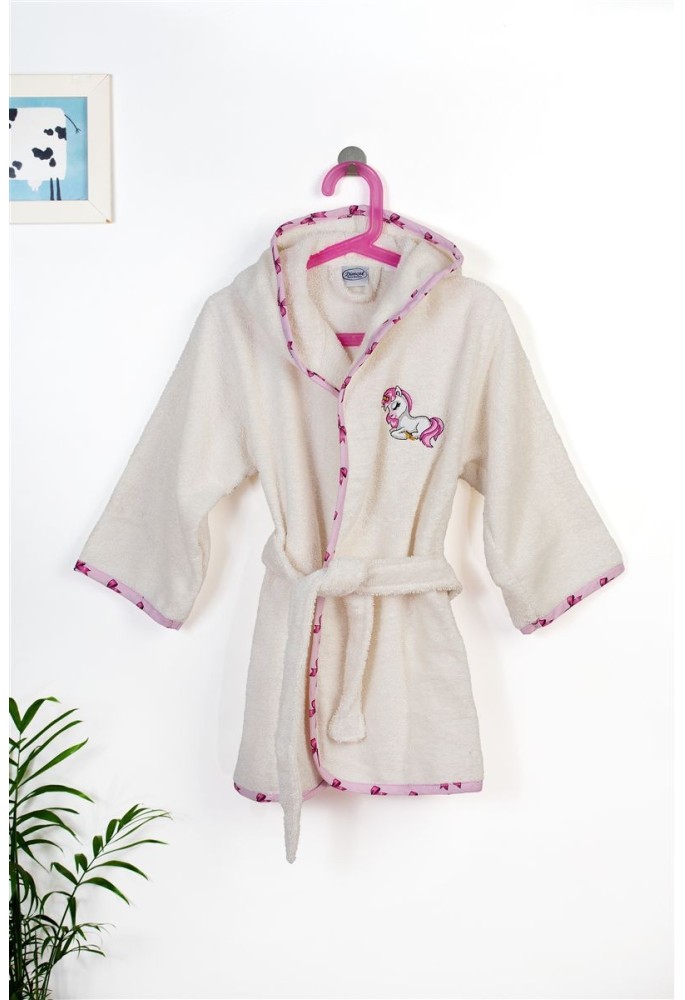 Μπουρνούζι Με Κέντημα kids Unicorn 189 Size: 04 Ecru-Pink 100% Cotton Μπουρνούζι Με Κέντημα kids Unicorn 189 Size: 04 Ecru-Pink 100% Cotton