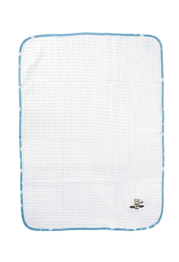 Κουβέρτα Πικέ Με Κέντημα bebe Aviator 184 80X110 White-Sky Blue 100% Cotton Κουβέρτα Πικέ Με Κέντημα bebe Aviator 184 80X110 White-Sky Blue 100% Cotton