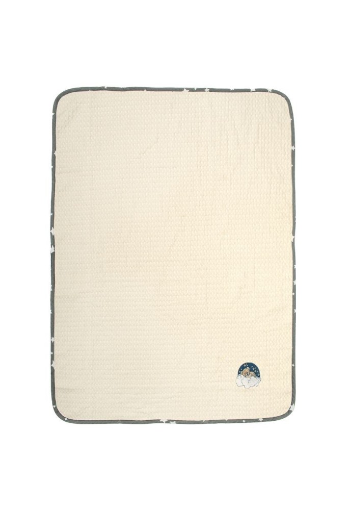 Κουβέρτα Πικέ Με Κέντημα bebe Cloudy Bear 177 80X110 Ecru-Grey 100% Cotton